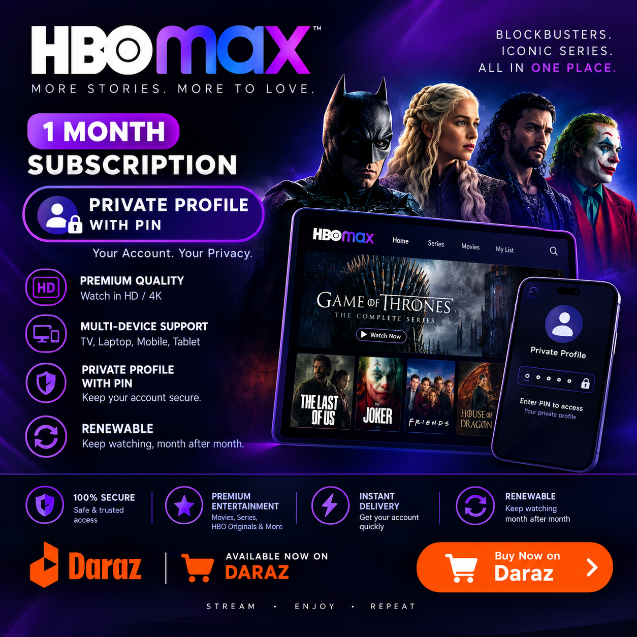 HBO Max one month subscription